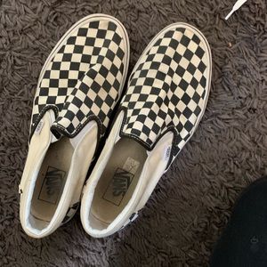 Checkered slip on vans